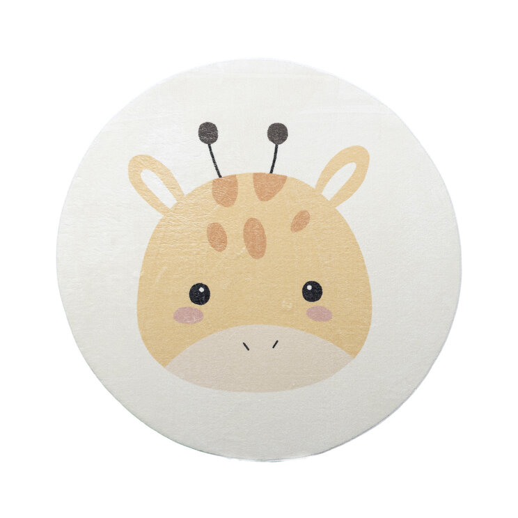Rund Tvättbar Barnmatta - Sammy Giraffe Gul - product