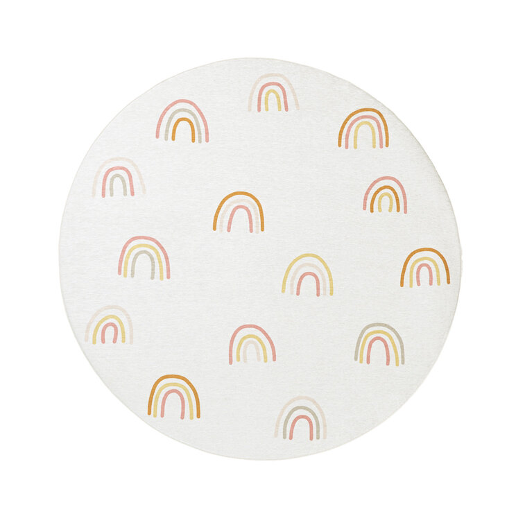 Rund Tvättbar Barnmatta - Evi Rainbow Flerfärgad - product
