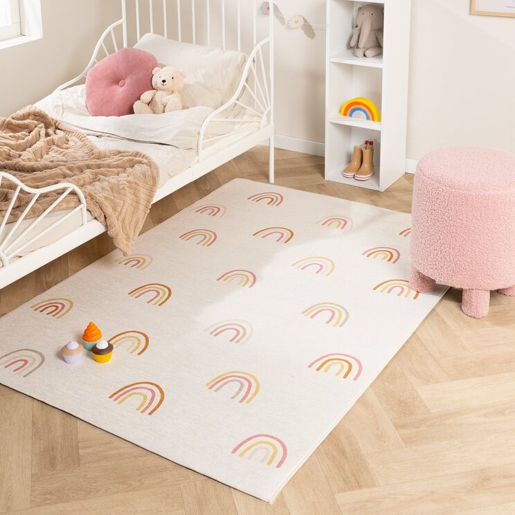 Tvättbar Barnmatta - Evi Rainbow Flerfärgad