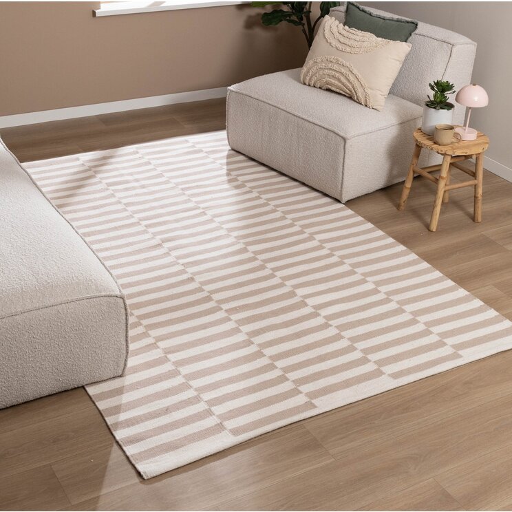 Randig Modern Matta - Dazzle Blocks Beige/Vit
