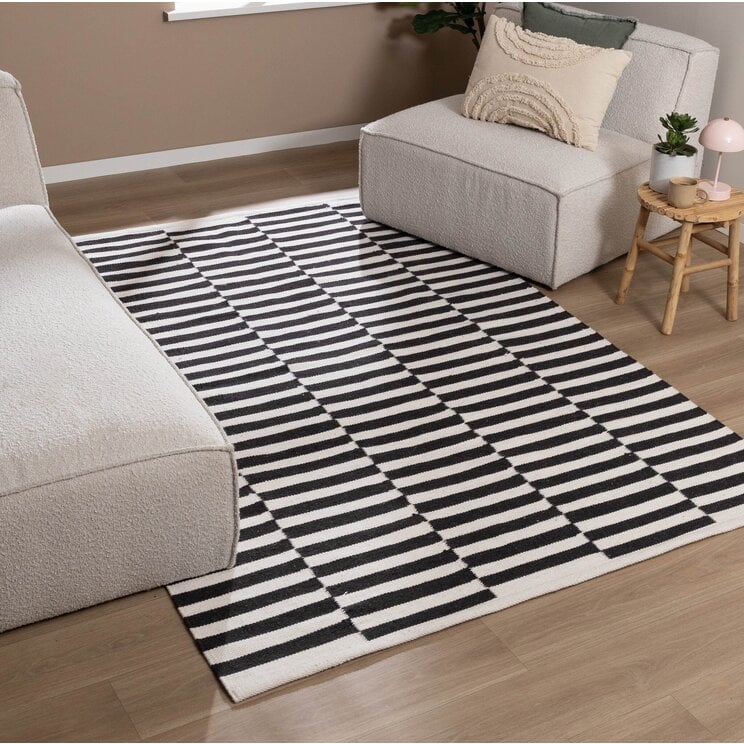 Randig Modern Matta - Dazzle Blocks Svart/Vit