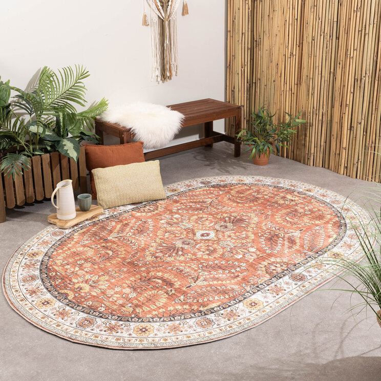 Oval Utomhusmatta Vintage - Santo Flora Terrakotta