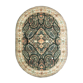 Oval Utomhusmatta Vintage - Santo Flora Mörkgrön - sfeer