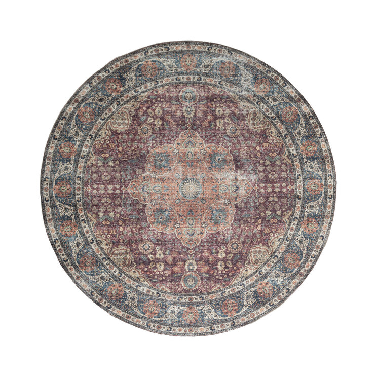 Rund Inomhus- Och Utomhusmattamatta - Kairo Medaillon Bourgogne - product