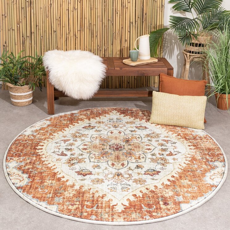 Rund Vintage Utomhusmatta - Santo Mandala Terrakotta