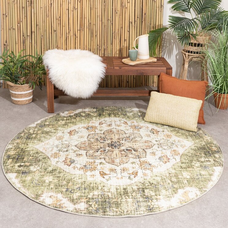 Rund Vintage Utomhusmatta - Santo Mandala Grön