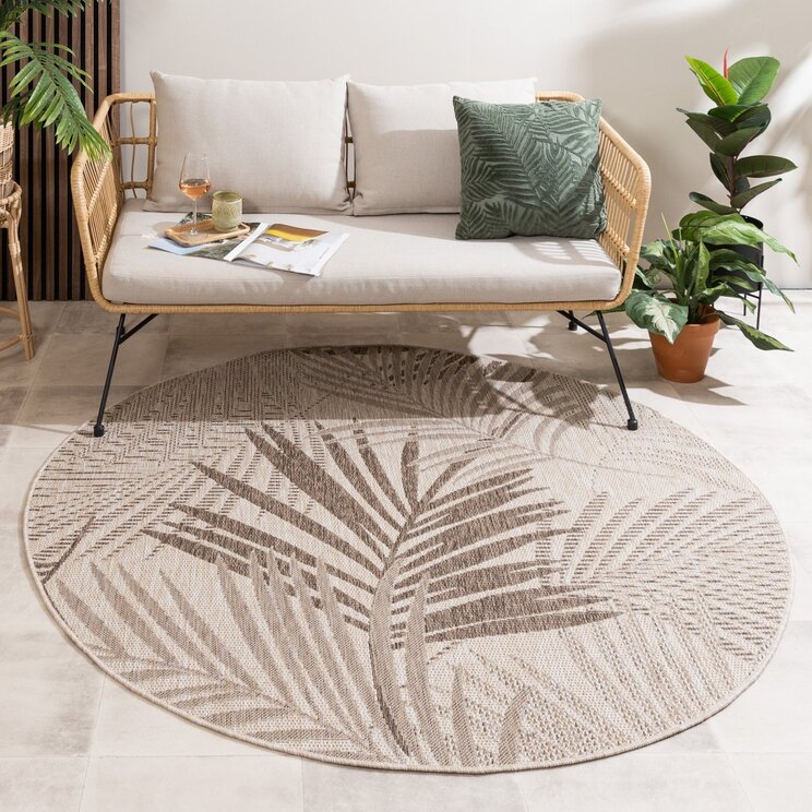 Rund Utomhusmatta - Tiga Palm Taupe