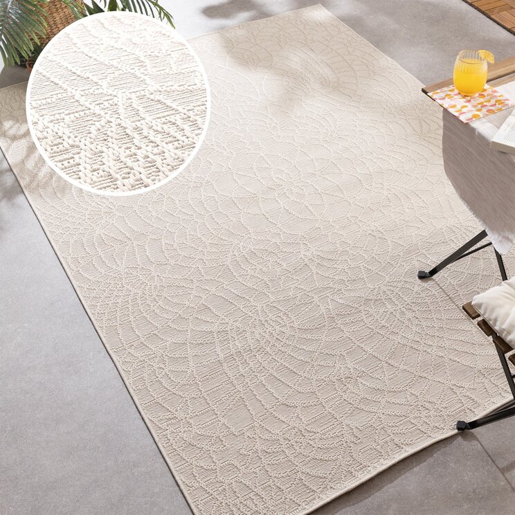 In- Och Utomhusmatta - Dunes Mandala Gräddvit