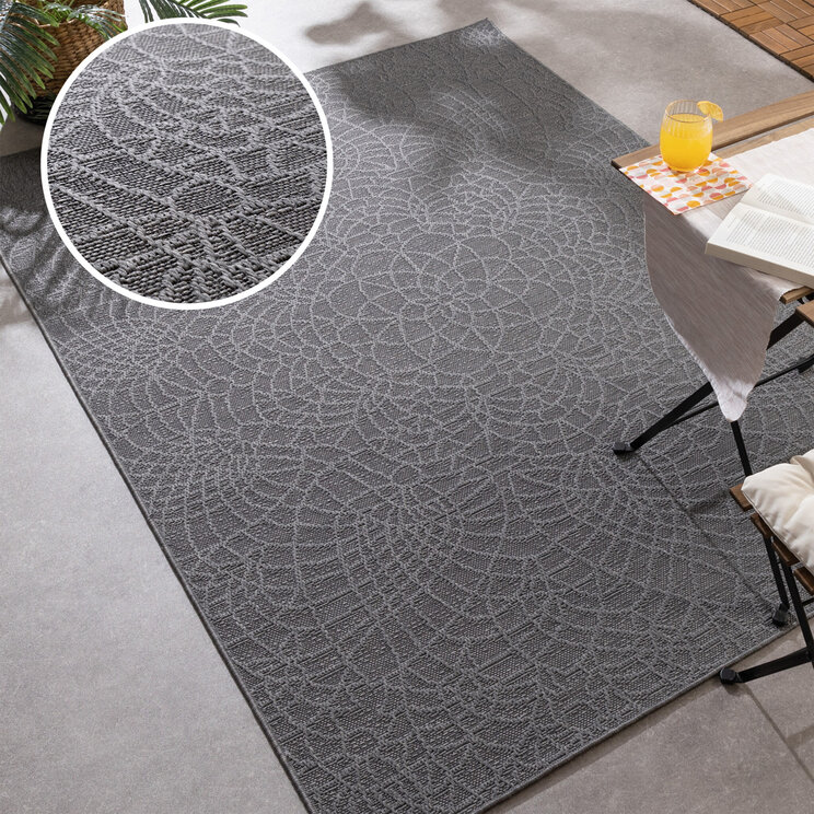 In- Och Utomhusmatta - Dunes Mandala Antracit