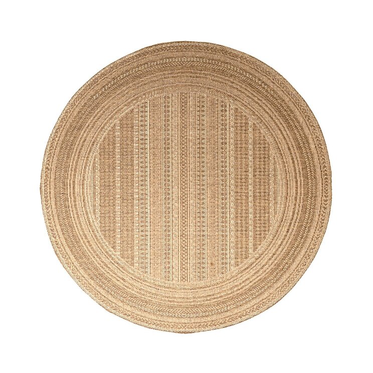Rund Utomhusmatta I Jute - Mavi Stripes Gräddvit/Brun - product