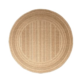 Rund Utomhusmatta I Jute - Mavi Stripes Gräddvit/Brun - sfeer