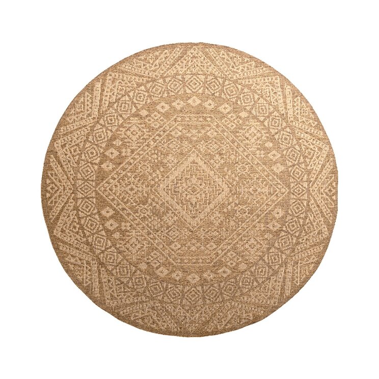 Rund Utomhusmatta I Jute - Mavi Medaillon Brun/Gräddvit - product