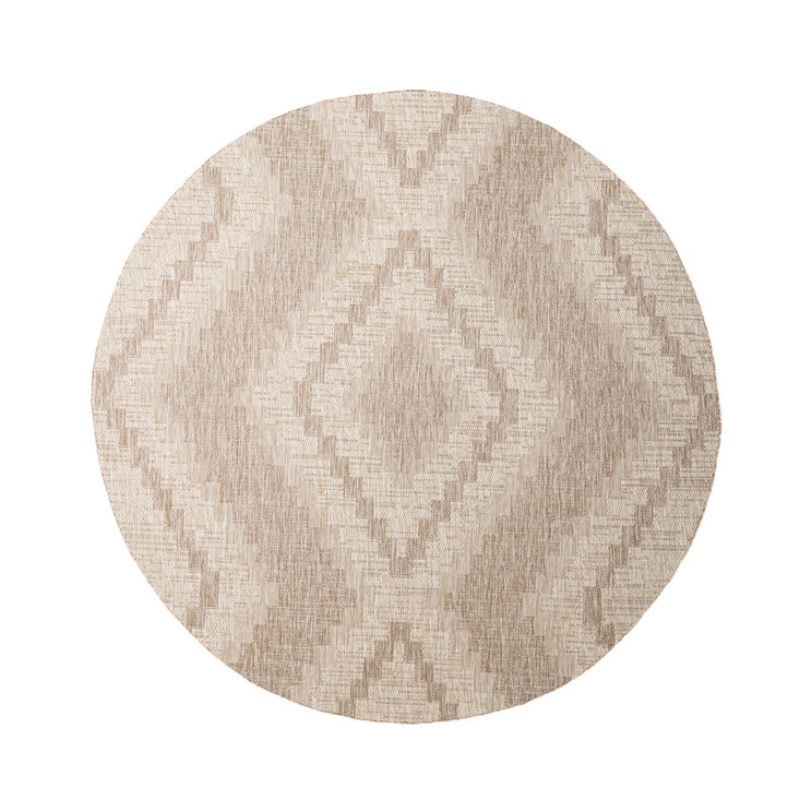 Rund Utomhusmatta I Jute - Atlas Diamond Brun/Gräddvit - product
