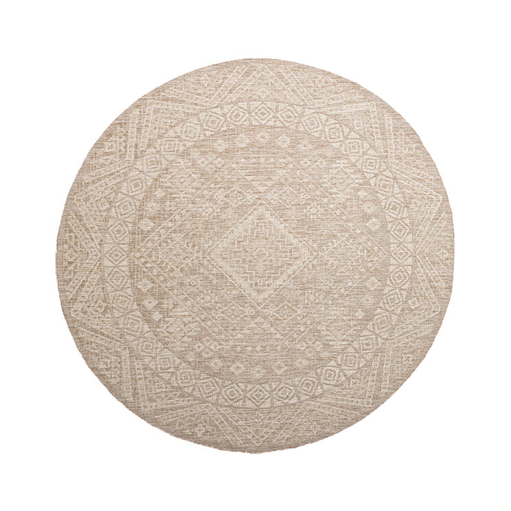 Rund Utomhusmatta I Jute - Atlas Aztec Brun/Gräddvit - product