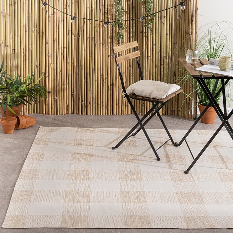 Inomhus- Och Utomhusmatta - Ranch Checkerboard Beige