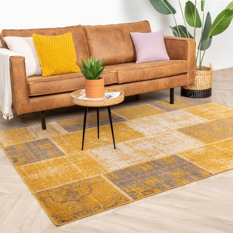 Lapptäckesmatta  - Spring Patchwork Gul/Taupe