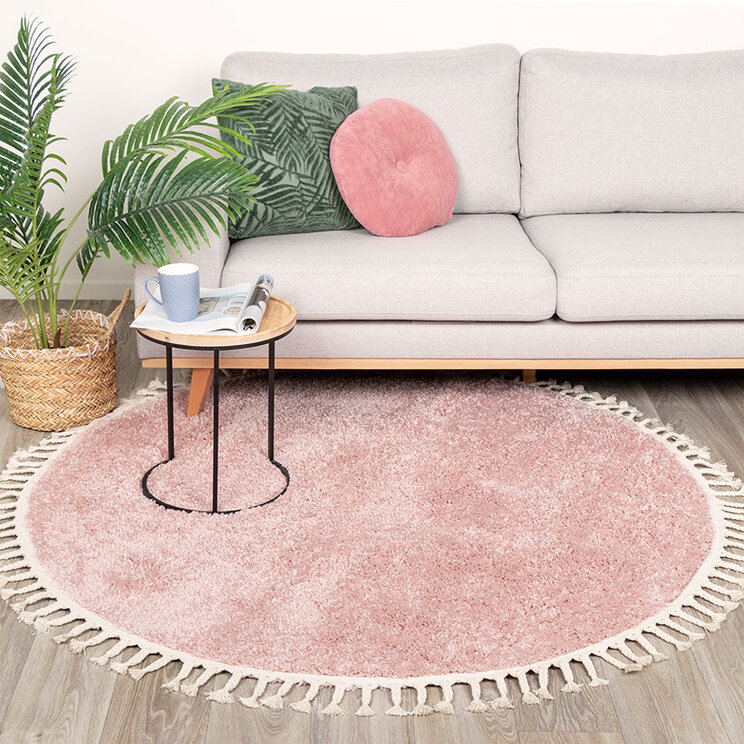 Rund Matta Med Hög Lugg  - Lofty Fringe Rosa