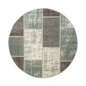 Rund Lapptäckesmatta - Spring Patchwork Grön/Grå - sfeer