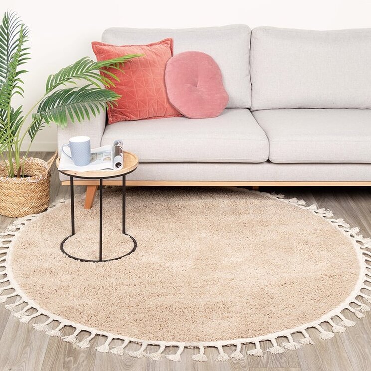 Rund Matta Med Hög Lugg  - Lofty Fringe Beige