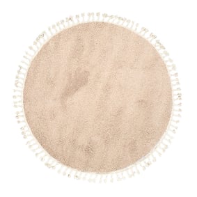 Rund Matta Med Hög Lugg  - Lofty Fringe Beige - sfeer