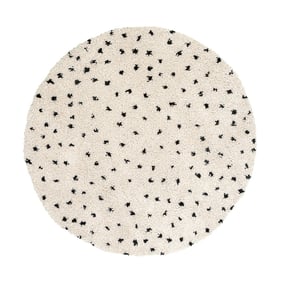 Rund Matta Med Hög Lugg  - Grand Dots Gräddvit/Svart - sfeer