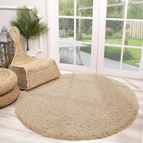Rund Matta Med Hög Lugg  - Solid Beige