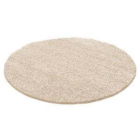 Rund Matta Med Hög Lugg  - Solid Beige - sfeer