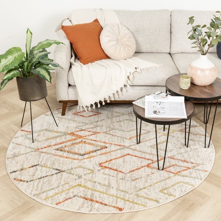 Rund Matta Med Hög Lugg  - Blend Diamond Terrakotta