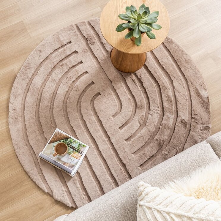 Rund Matta Med Hög Lugg  - Carvy Curves Taupe
