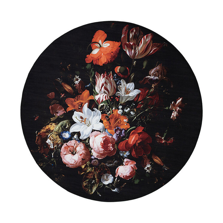 Rund Blommig Matta - Florine Svart/Orange - product