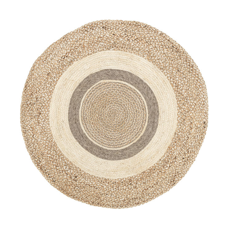 Rund Jute Matta - Mirai Border Vit/Blandning - product