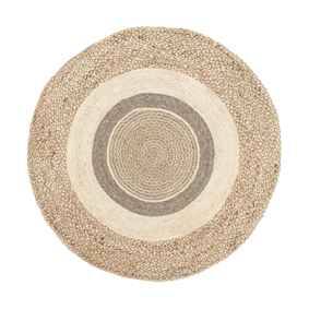 Rund Jute Matta - Mirai Border Vit/Blandning - sfeer