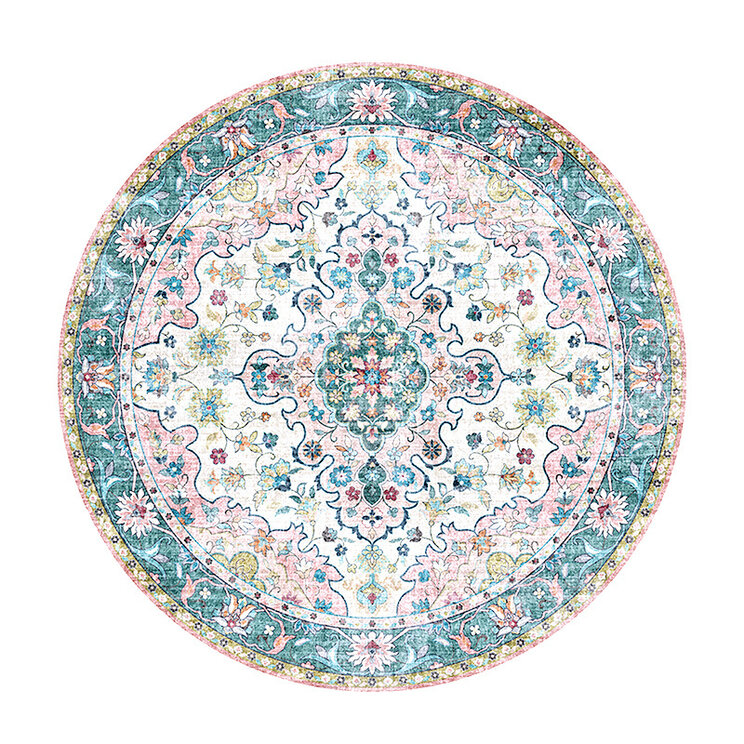 Rund Matta I Vintagestil - Lily Oriental Blå/Rosa - product