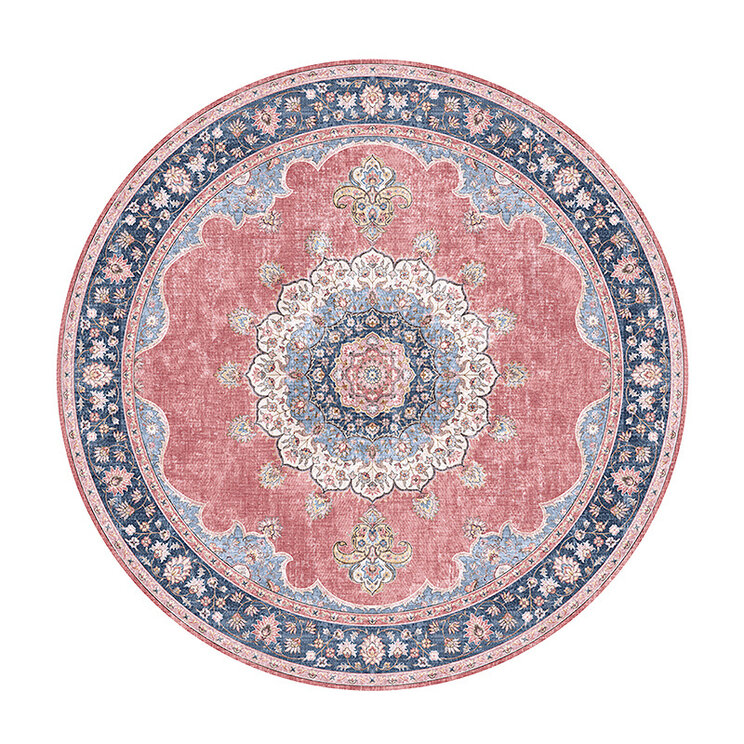 Rund Matta I Vintagestil - Lily Medaillon Röd/Rosa - product