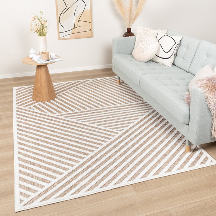 Modern Matta - Nori Lines Vit/Taupe