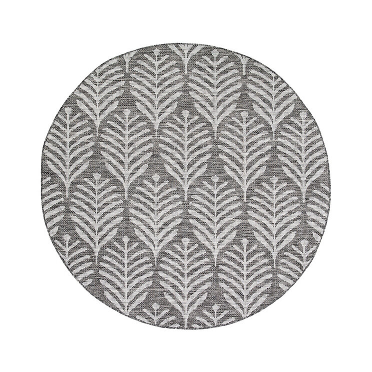 Rund Utomhusmatta - Summer Leaves Grå - product