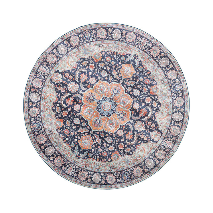Rund Matta I Vintagestil - Imagine Medaillon Blå - product