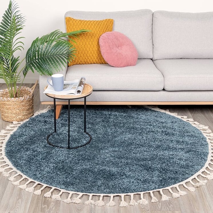 Rund Matta Med Hög Lugg  - Lofty Fringe Fringe Blå