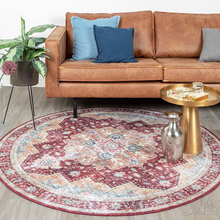 Rund Matta I Vintagestil - Azara Röd