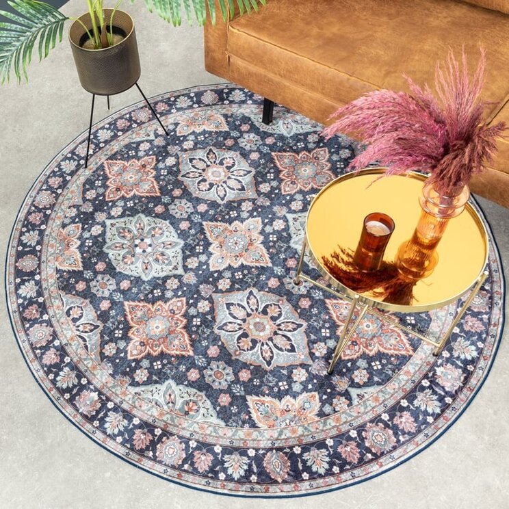 Rund Matta I Vintagestil - Imagine Oriental Blå