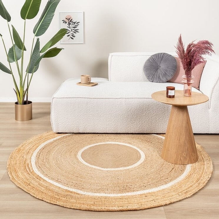 Rund Jute Matta - Mirai Circle Vit/Natur