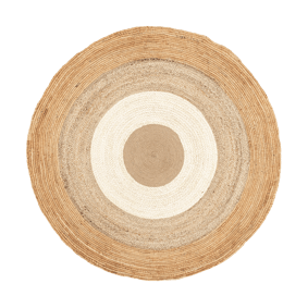 Rund Jute Matta - Mirai Border Vit/Natur - sfeer