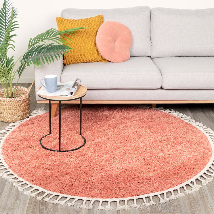 Rund Matta Med Hög Lugg  - Lofty Fringe Persikorosa