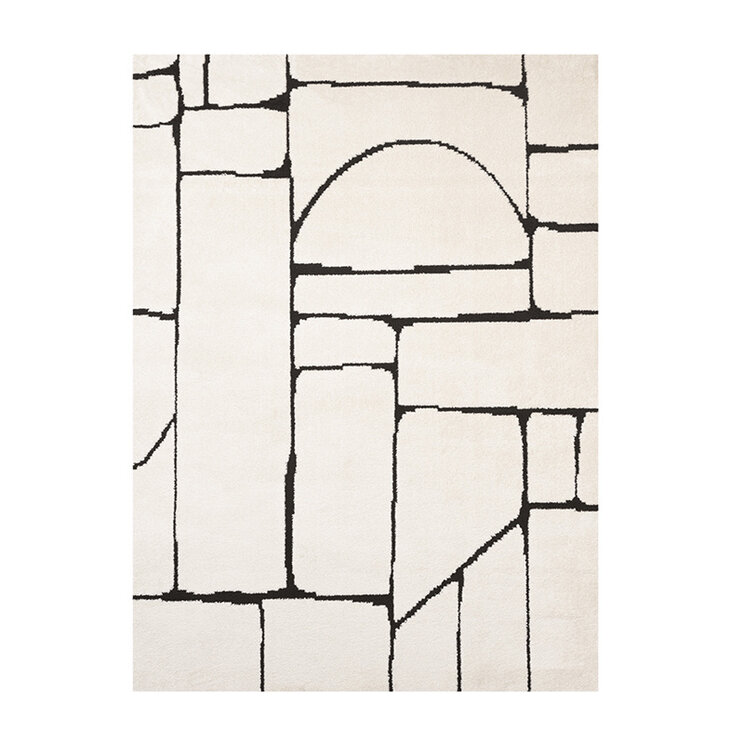Japandi-Matta - Yori Blocks Gräddvit/Svart - product