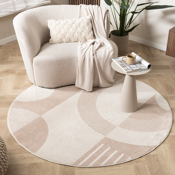 Rund Japandi-Matta - Aurora Shapes Beige
