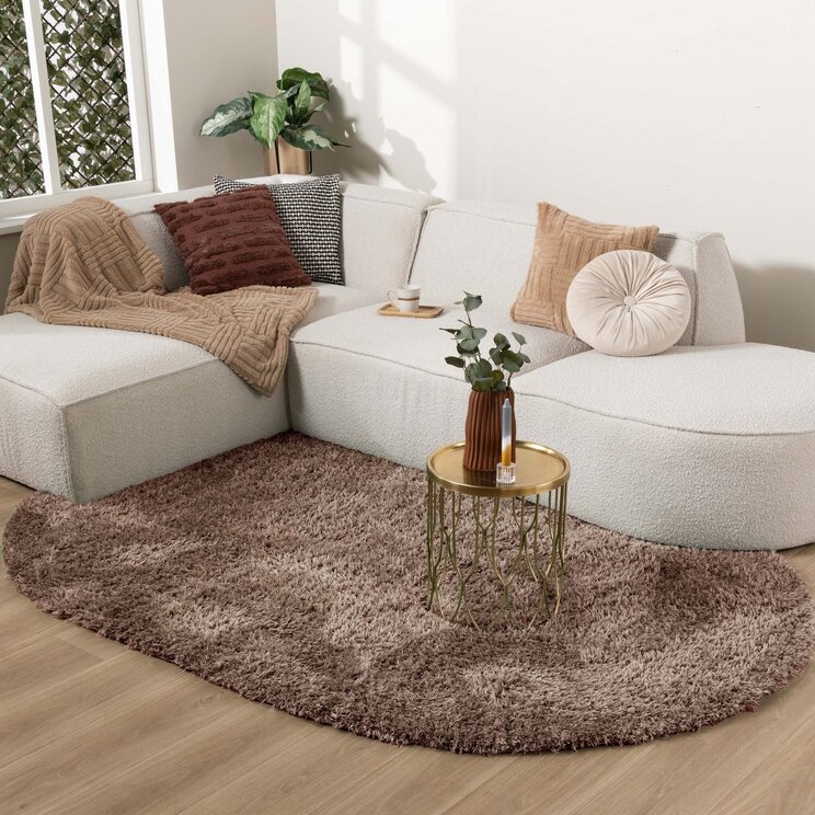 Oval Shagmattor - Blaze Taupe