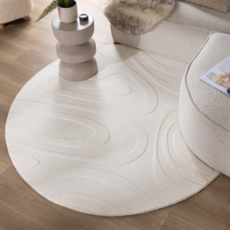 Rund Skandinavisk Matta - Charm Shapes Vit