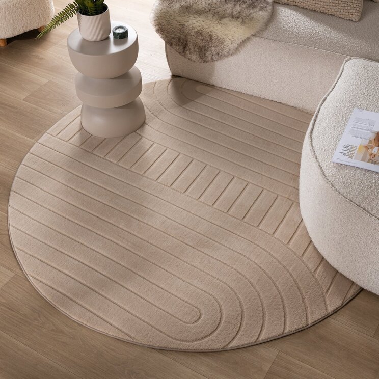 Rund Skandinavisk Matta - Charm Arches Beige