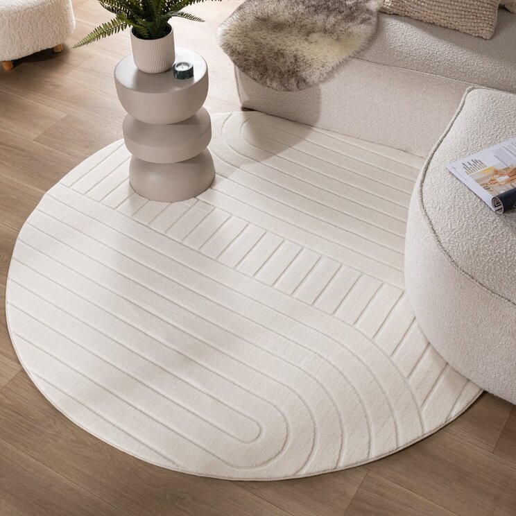 Rund Skandinavisk Matta - Charm Arches Vit