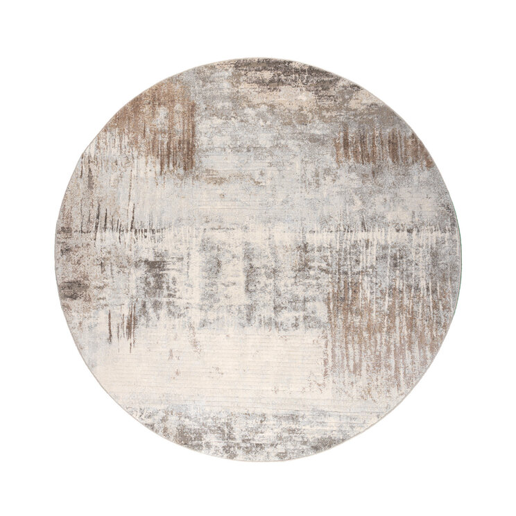 Rund Abstrakt Matta - Xavier Scratch Taupe/Grå - product